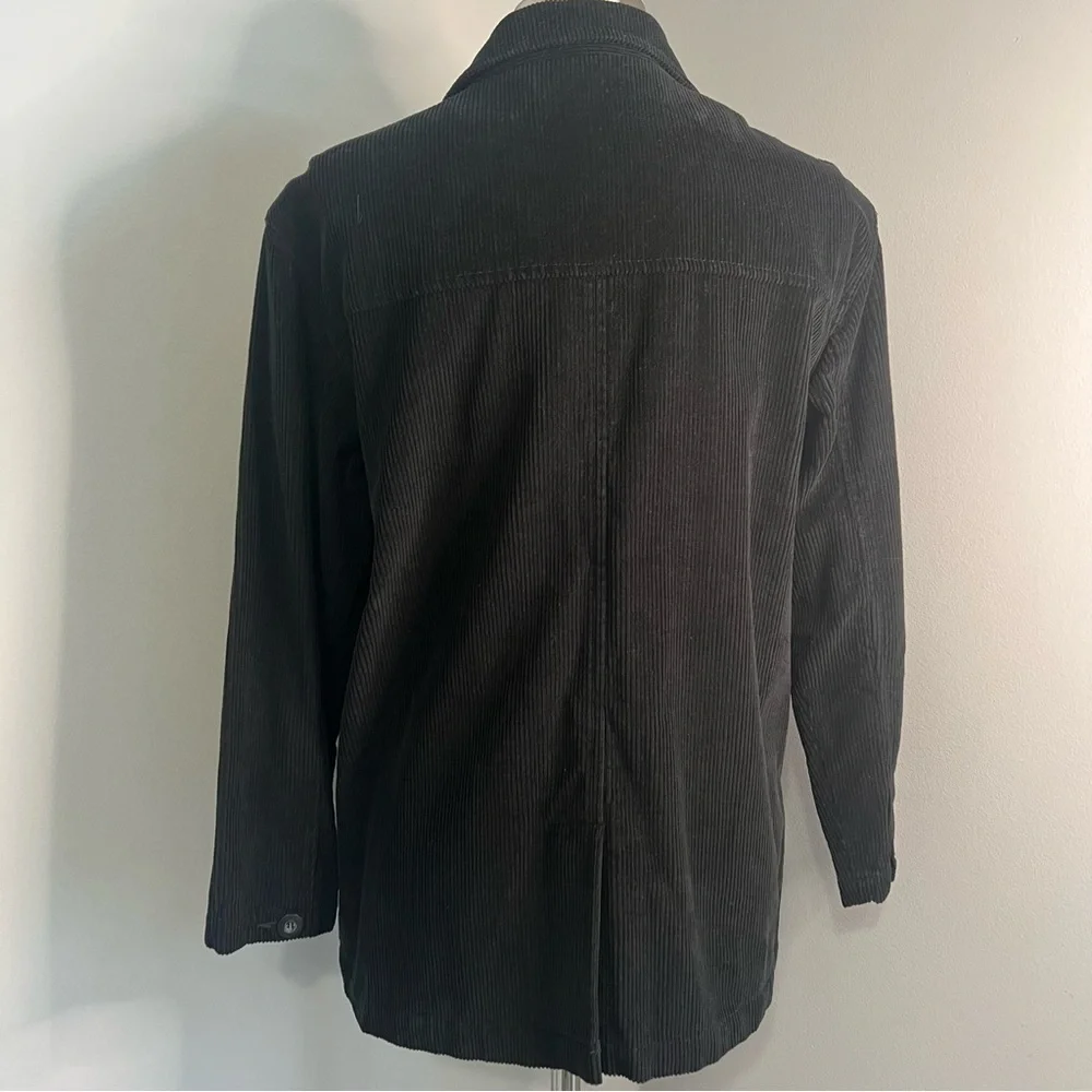 Liz Claiborne LizSport S Petite Black Corduroy Button Front Barn Jacket - Picture 5 of 12